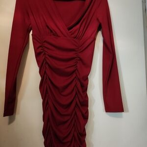 Elegant Red Ruched Dress